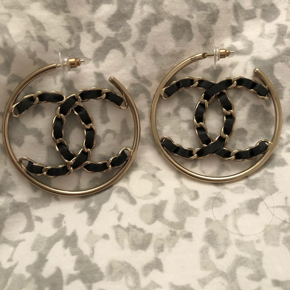 Authentic Chanel Golden Hoops